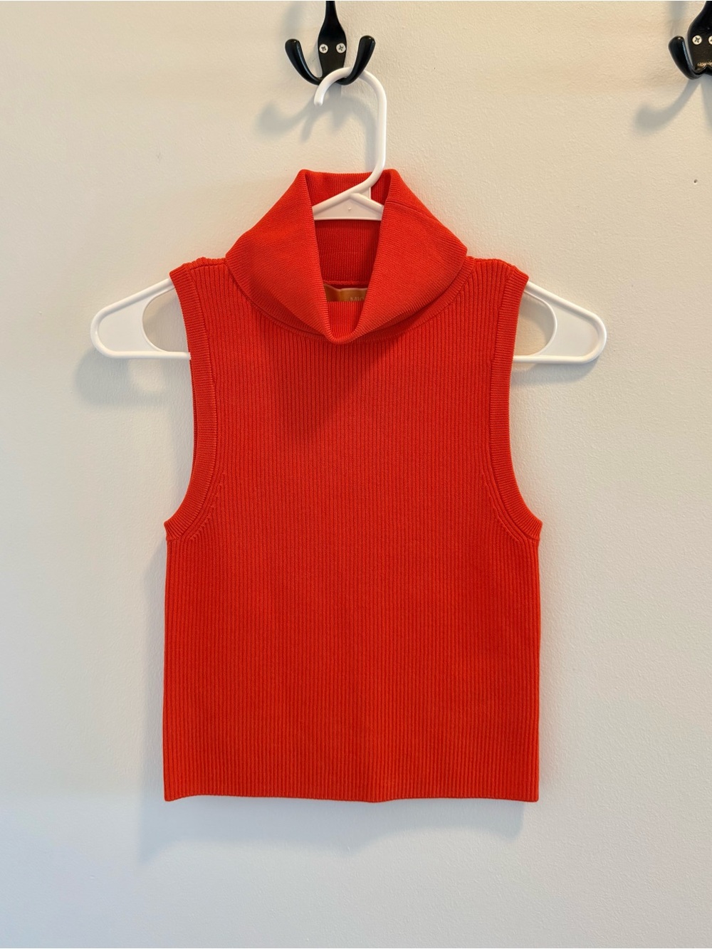 Michael Kors Sleeveless Turtleneck Cropped Top Sweater Tank Optic Orange - Small